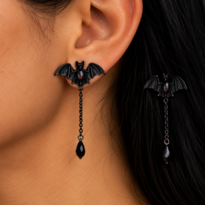 🦇 Brinco Morcego Gótico Preto
